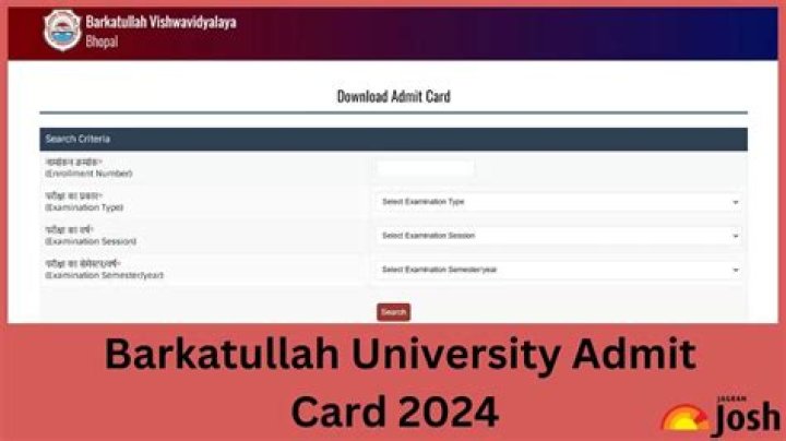 Barkatullah Vishwavidyalaya University Admit Card 2022 - 2023 Hall Ticket