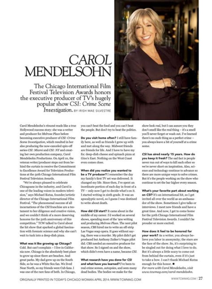 Carol Mendelsohn Net Worth