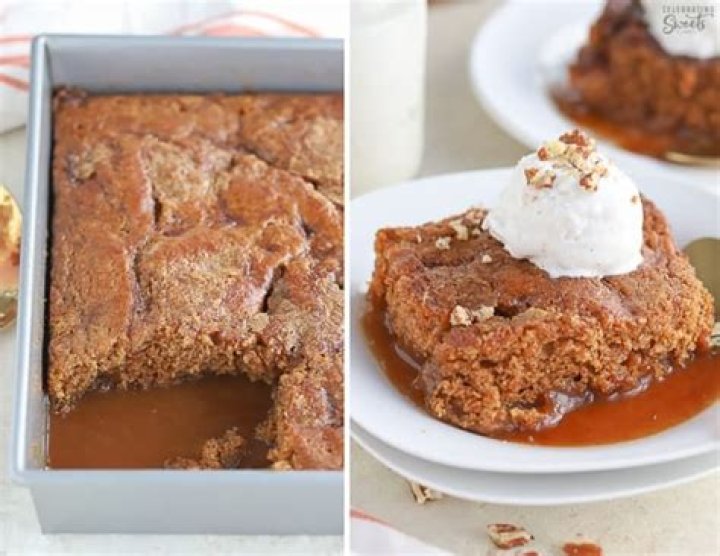 Pumpkin Pudding Cake - Celebrating Sweets