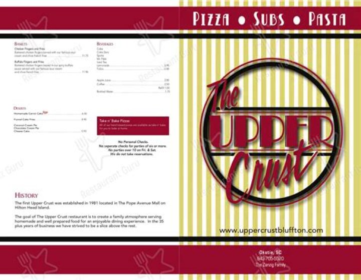 The Upper Crust Pizzeria Menu Prices - SarkariResult